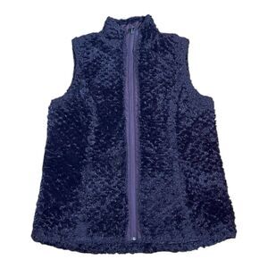 Women's Vest Size Small Quilted Reversible Soft Faux Fur Purple Fall